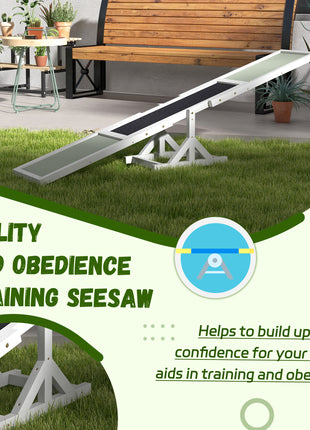 Wooden Dog Agility Seesaw for Training and Exercise, White