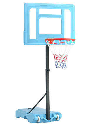 Poolside Basketball Hoop Stand, 36.5"-48.5" Height Adjustable Portable Hoop System w/ Clear Backboard & Fillable Base for Whole Family, Blue, Black, Red