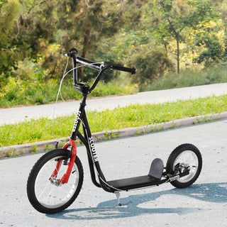 Teens Youth Scooter Ride On Toy with Adjustable Handlebar, Dual Brakes, and Inflatable Wheels For Kids 5+ - Black