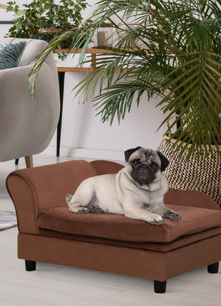 Pet Sofa Bed Couch with Storage, Pet Sofa for Cats and Small Dogs, Brown