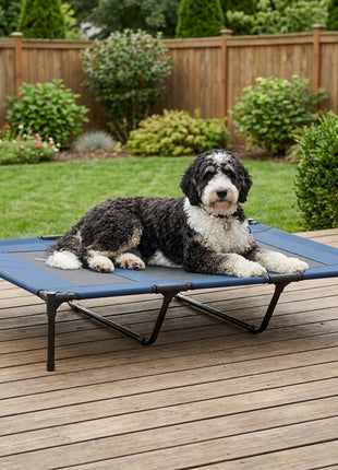 48" x 36" Elevated Breathable Dog Bed w/ Carry Bag Dark Blue