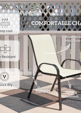 3 Pieces Bistro Set, Small Patio Furniture Set with Stackable Chairs and Glass Table for Backyard, Balcony, Beige
