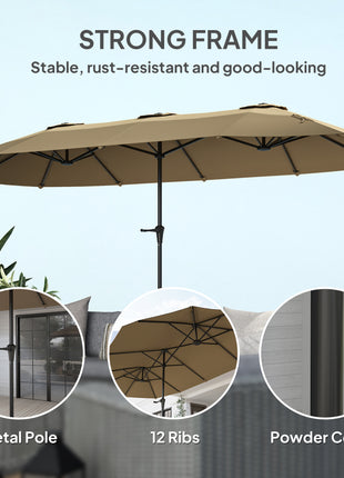 13 ft. Extra Large Patio Umbrella with Easy Crank Handle, Vents for Outdoor, Patio, UPF30+, Coffee