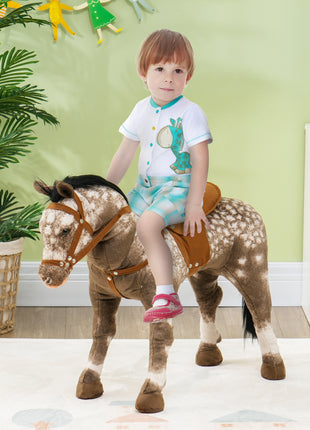 Kids Ride on Horse with Neighing Sound, Saddle for Ages 3-8