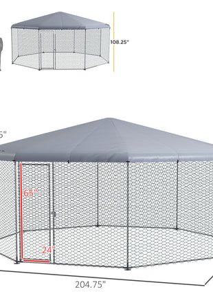 17.1 ft x 15.7 ft Chicken Run for 19-25 Chickens with Cover
