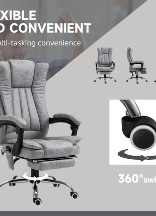Massage Office Chair with 6 Points and Heat, Reclining Computer Chair with Adjustable Height and Footrest, Gray