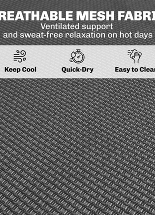 2 Folding Chaise Lounge Pool Chairs with 4-Position Reclining Back, Pillow, Breathable Mesh & Bungee Seat, Gray