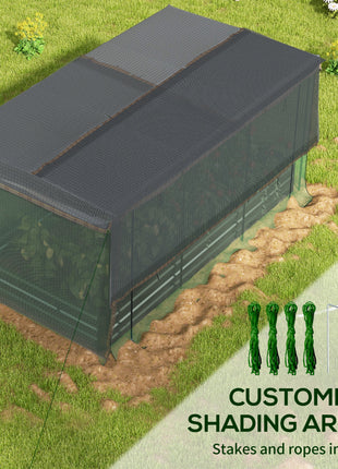 Galvanized Steel Planter Box with Crop Cage and Shade Cloth, Raised Garden Bed for Flowers, Veggies and Herbs, Gray