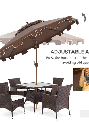8.8' Patio Umbrella with Push Button Tilt and Crank, Brown