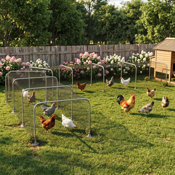 Extra Long Chicken Run, 354" x 39" Galvanized Steel Chicken Tunnel with Nylon Netting for 10-15 Chickens or Ducks