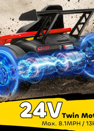 24V 7AH Kids Electric Go Kart, 8.1 MPH Battery Powered Drift Kart with Dual Motors, Soft Start for 8-12 Years, Red