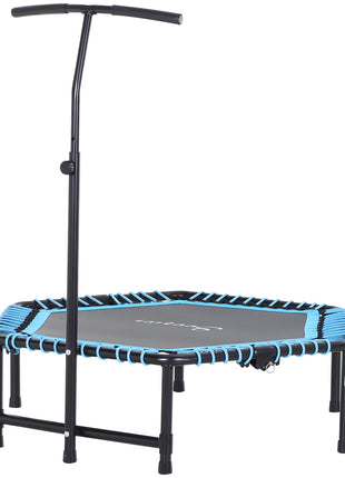 4.5ft Exercise Trampoline, Portable & Foldable Fitness Trampoline Rebounder with 3-Level Adjustable T-Bar, Great for Adults Kids Working Out, Blue