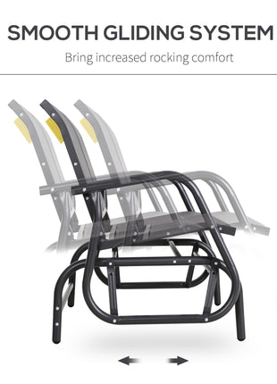 2-Person Outdoor Glider Bench Patio Double Swing Rocking Chair Loveseat w/Power Coated Steel Frame for Backyard Garden Porch, Grey