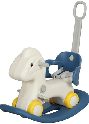 4 in 1 Rocking Horse for Toddles 1-3 Years with Detachable Push Handle & Balance Board, Blue