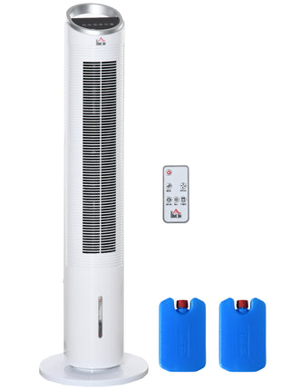 40" Portable Oscillating Air Cooler Fan for Home Office, 3-In-1 Standing Ice Floor Fan with Humidifier, 3 Modes, 3 Speeds, 8H Timer, Remote, LED Display, White