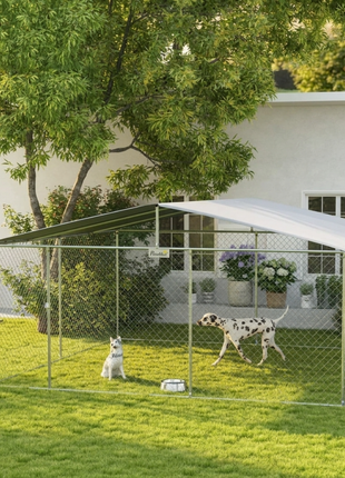 Dog Kennel Outdoor Dog Run w/ Canopy, 13' x 13' x 7.5'