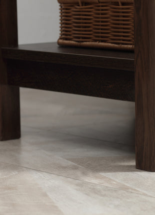 End Table with Drawer, Side Table with Top and Bottom Shelf for Small Spaces, Dark Brown