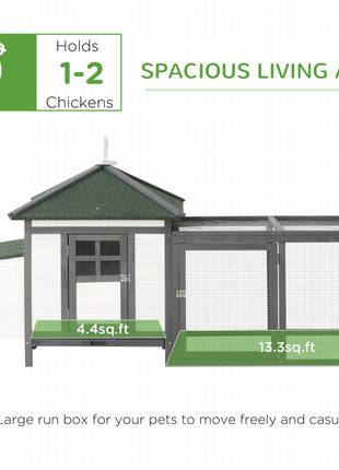 77" Wooden Chicken Coop with Nesting Box, Cute Outdoor Hen House with Removable Tray, Ramp Run, for Garden Backyard, Gray