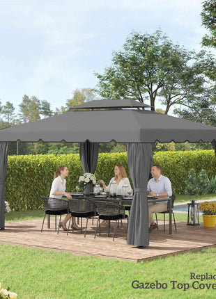 Model 84C-101 or 84C-144 13' x 10' Gazebo Replacement Canopy, Gazebo Top with Double Vented Roof (TOP ONLY), Gray