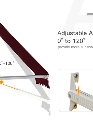 6' Drop Arm Manual Retractable Window Awning Sun Shade Shelter for Patio Balcony Outdoor, Aluminum, Wine Red