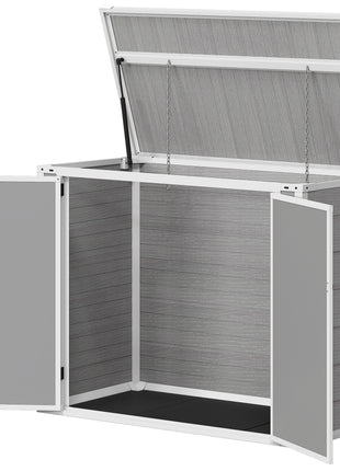 4.7 x 2.5FT Outdoor Horizontal Storage Shed, Lockable Trash Can Storage with Chain Lid, Gray