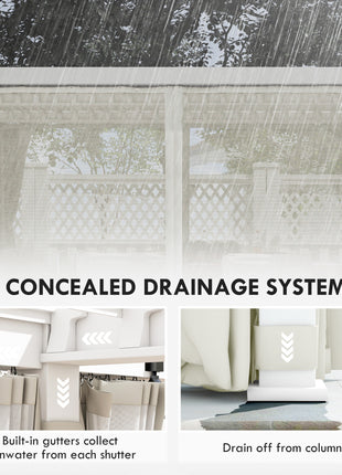12' x 19' Aluminum Pergola with Adjustable Louvered, Outdoor Pergola with Curtains and Netting, Cream White
