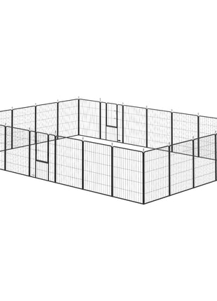 Dog Playpen for Indoor Outdoor, 24 Panels 39" H Puppy Playpen with Lockable Door, DIY Shape Pet Exercise Fence, Gray