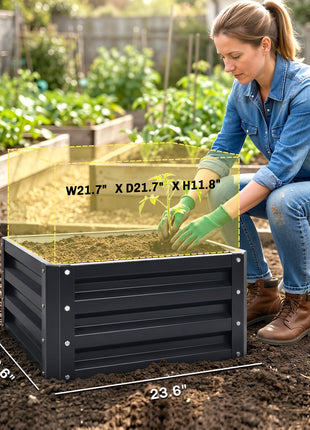 2pc 23.5" Elevated Herb & Vegetable Planting Box Kit w/ Versatile Uses, Dark Gray