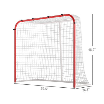 Hockey Net, All Weather Street Hockey Goal with Steel Frame, PE Mesh for Backyard, Easy Assembly