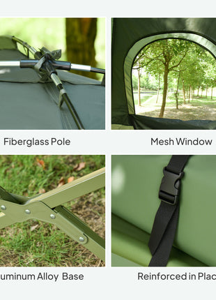 2-Person Tent Cot, 4-in-1 Elevated Camping Bed Combo with Air Mattress, Bed Cover, Foot Pump