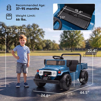 Licensed Toyota Pickup Ride on Truck, 24V Kids Electric Car with Dual Motors, Up to 3.7MPH for Kids 3-8 Years Blue