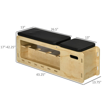 Wooden Workout Bench with Dumbbell Rack and Resistance Bands, Adjustable Incline Weight Bench for Home Gym