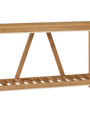 Console Table, Farmhouse Entryway Table with Storage Slatted Shelf, Rustic Sofa Table with Anti-Tipper for Living Room, Hallway, Brown