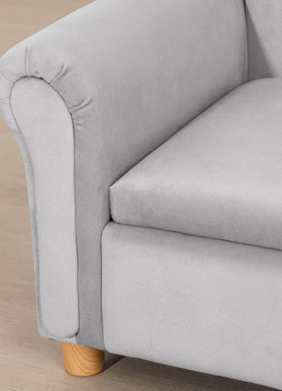 Ergonomic Foam Kids Sofa with Inner Toy Storage Chest, Velvet Kids Couch with Soft Arms, Children's Lounge Furniture, 33" x 16.25" x 19", Gray