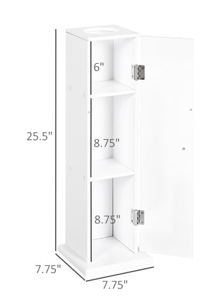 Small Toilet Paper Cabinet, Bathroom Corner Cabinet with Doors and Shelves for Paper Shampoo, White