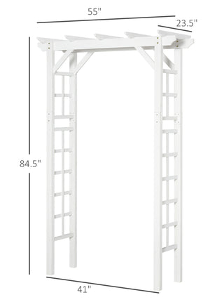 85" Wooden Garden Arbor for Wedding and Ceremony, Outdoor Garden Arch Trellis for Climbing Vines - White