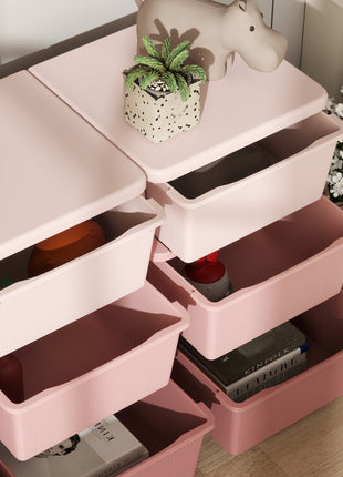 29.5" 3 Tier Kids Storage Unit Dresser Tower w/ 9 Drawers, Pink