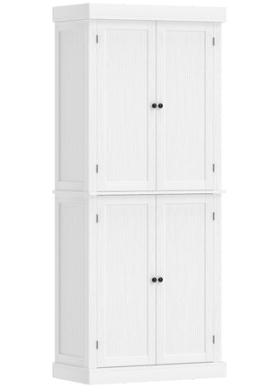 72" Kitchen Cabinet, Pantry Storage Cabinet with Doors and Shelves, Freestanding Food Pantry Cabinet, White Wood Grain