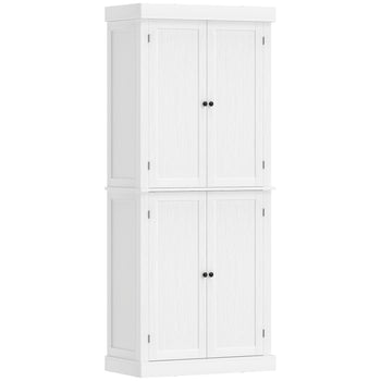 72" Kitchen Cabinet, Pantry Storage Cabinet with Doors and Shelves, Freestanding Food Pantry Cabinet, White Wood Grain