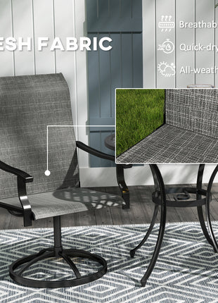 Patio Swivel Chairs Set of 2, High Back Patio Dining Chairs with All-Weather Mesh for Backyard, Lawn, Garden, Gray