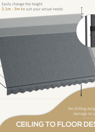 11.5' x 4' Manual Retractable Awning, Non-Screw Patio Awning, UV Resistant for Window or Door, Dark Gray