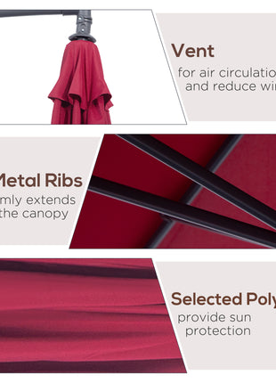 10' Cantilever Patio Umbrellas with UV and Water Resistant for Patio & Backyard Comfortable Red