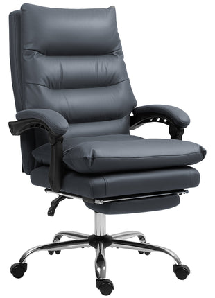 Microfibre Massage Office Chair, Heated Reclining Chair with Footrest, Double-tier Padding, Swivel Wheels, Dark Gray