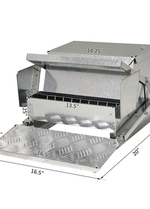 25 lbs Capacity Automatic Chicken Poultry Feeder with a Galvanized Steel and Aluminium Build, Weatherproof Design