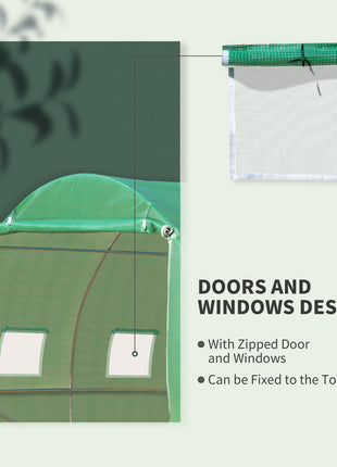 10' x 10' x 7' Walk-in Tunnel Greenhouse with High-Quality Transparent PE Cover, Zipper Doors & Windows
