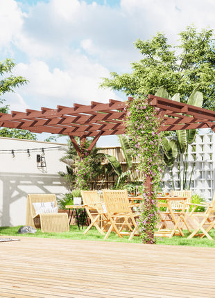 11' x 12.5' Outdoor Wood Pergola with Grape Trellis for Patio, Deck, Backyard, Lawn