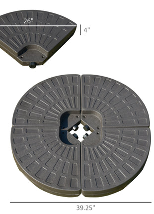 4 Pieces Cantilever Patio Umbrella Base, Fan Shaped Umbrella Weight w/ Built-In Handles & Rugged Material, 148 lbs Water and 220 lbs Water and Sand, Coffee