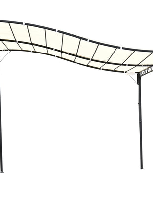 10' x 10' Steel Outdoor Pergola Gazebo, Patio Canopy with Weather-Resistant Fabric and Drainage Holes for Backyard, Deck, Garden, Cream White