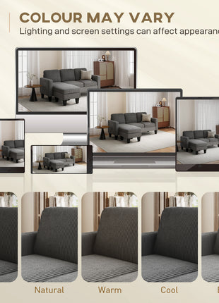 Sectional Sofa, L Shaped Couch, with Reversible Chaise or Ottoman, Dark Gray