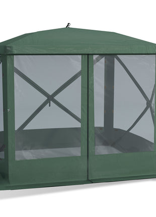 Pop Up Camping Canopy Gazebo Screen Shelter Tent with Single Person Easy Set-Up, Ventilating Mesh, Portable Carry Bag for Outdoor Tenting Party Event, 7x7FT, Green